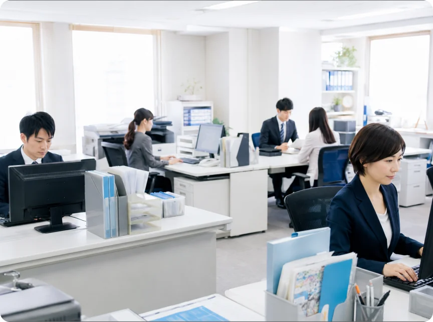 社労士事務所のオフィスで働くスタッフ