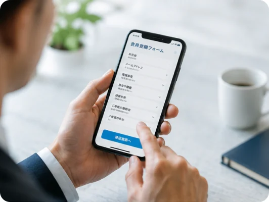 スマートフォンから無料登録する求職者